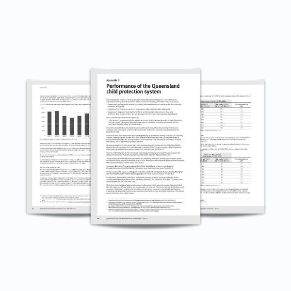 Thumbnail for Annual Report of the performance on the Queensland child protection system 2020–21