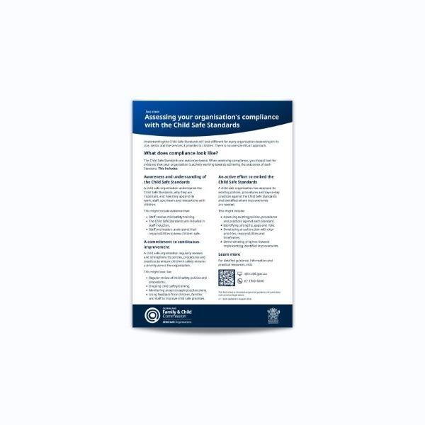 Thumnail for Assessing your organisation's compliance with the Child Safe Standards factsheet