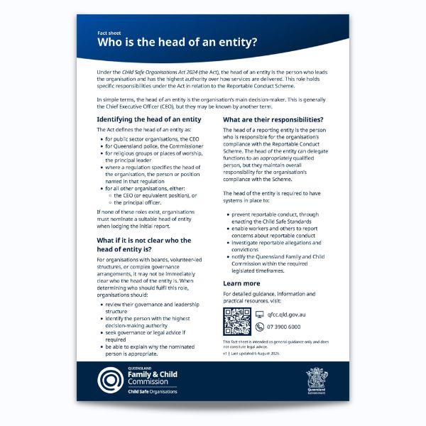 Thumbnail for Who is the head of an entity factsheet