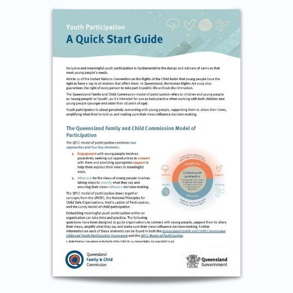 Cover for Child Youth Participation Framework 2022: Youth participation quick start guide