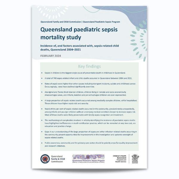 Cover for Queensland Paediatric sepsis mortality study